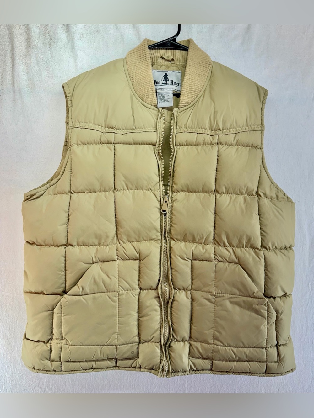 Vintage Wild Rider Men’s Poly/down Western Cowboy Puffer Vest Khaki Sz X-Large